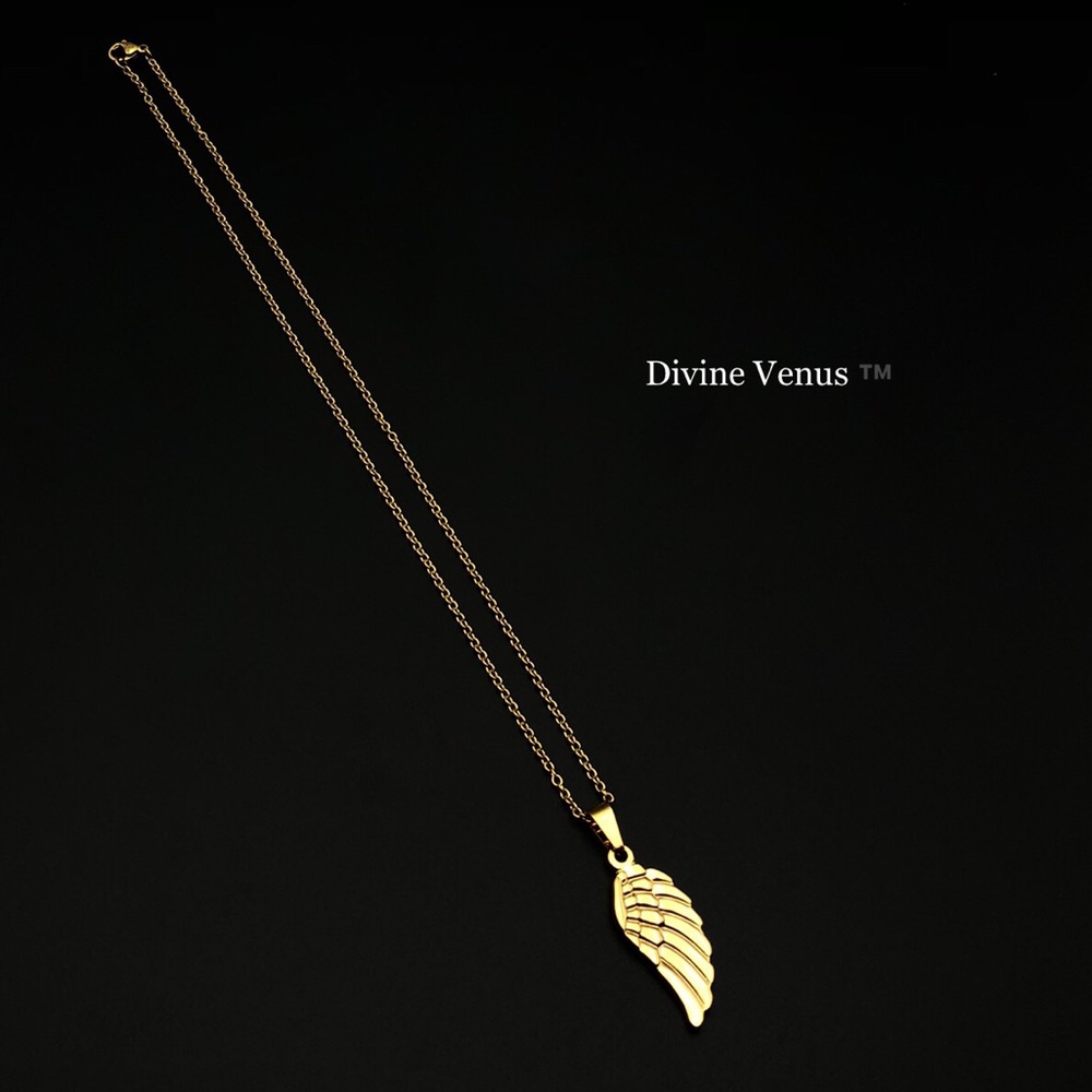 Angel Wing Necklace | Gold Plated Stainless Steel - Picture 3 of 9